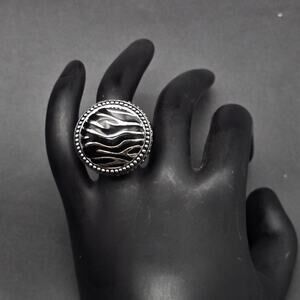 Premier Designs Safari Animal Print Ring Black Silver Tone Size 9